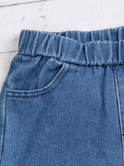 Baby Girls Ruffles Jeans Elastic Waist Flare Leg Pants