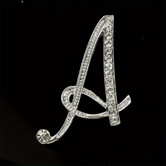 26 Alphabet Brooch Pins Inlaid Diamond Chest Badges Collar Pins & Buckles