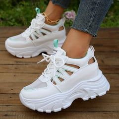 Women's Faux Leather Sports Shoes with Raised Inner Height