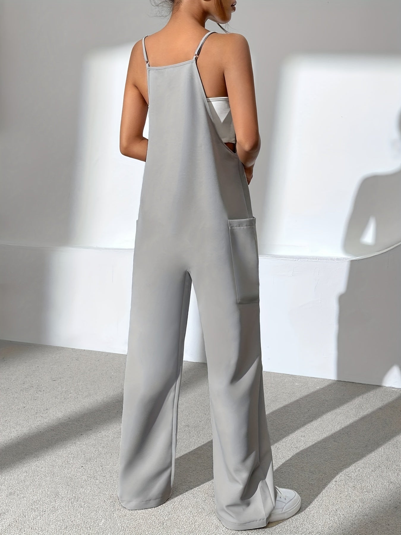 V Neck Jumpsuit with Pockets for Women