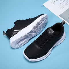 Women's Lace-Up Running Shoes Faux Leather Sneakers
