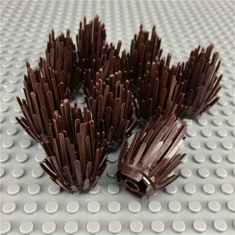 10pcs MOC Small Particle Bush Scene Accessories Green Brown Beige ABS
