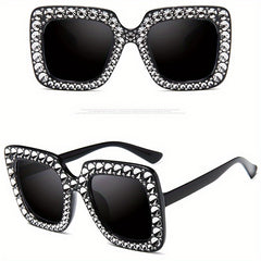 Oversized Cat Eye Sunglasses Rhinestone Gradient Lens UV400