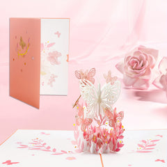 Pink Butterfly Blessing Carving Creative Postcard Anniversary Card