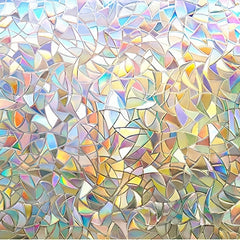 Privacy Rainbow Window Film Clings - Decorative 3D Vinyl Stained Glass Decals