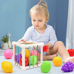 7Pcs Kids Cube Matching Toy Colorful Fruit Blocks Elastic Bands