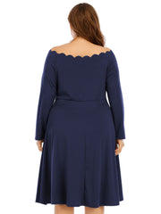 Off Shoulder Midi Dress Women's Plus Stretchy Dress