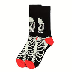 Halloween Skeleton Jacquard Mid-calf Socks