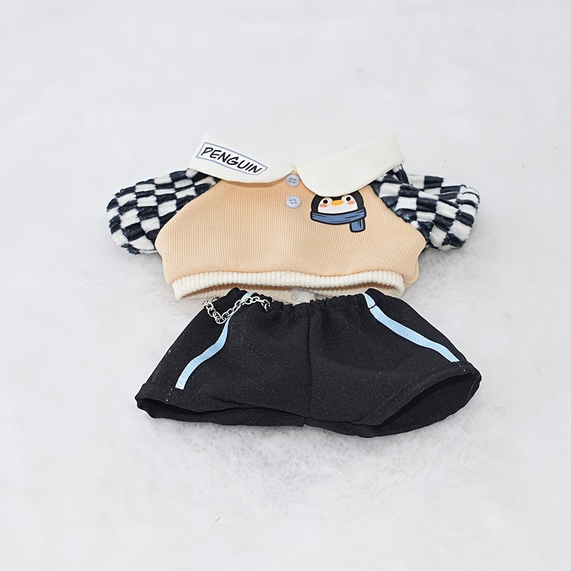 Cartoon Doll Clothes Set Top & Shorts Printed Sportswear 2 Colors for Dolls