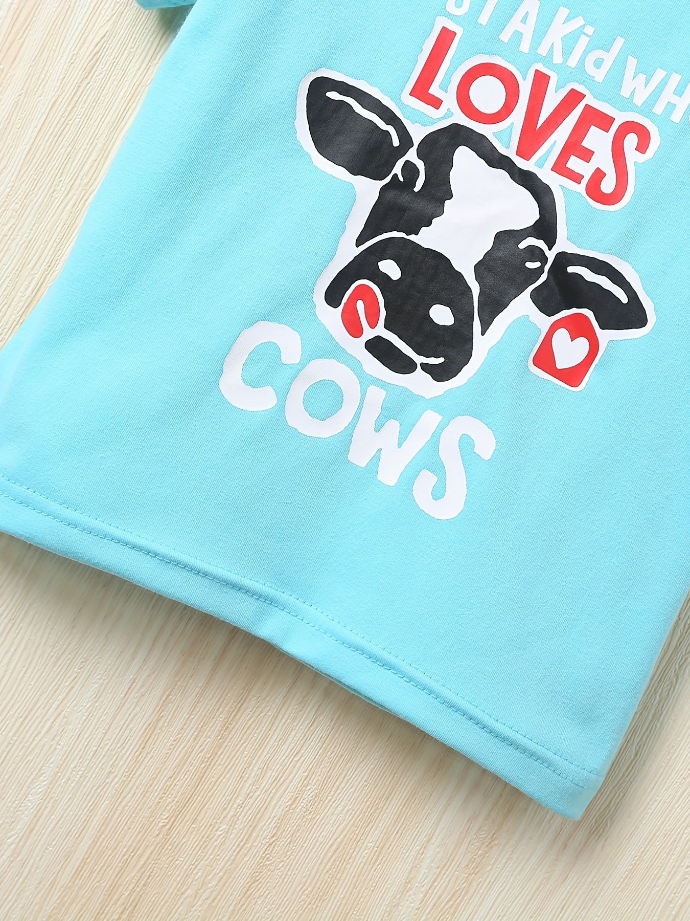 Baby Boys Cow Letter Print Short Sleeve Tee Top