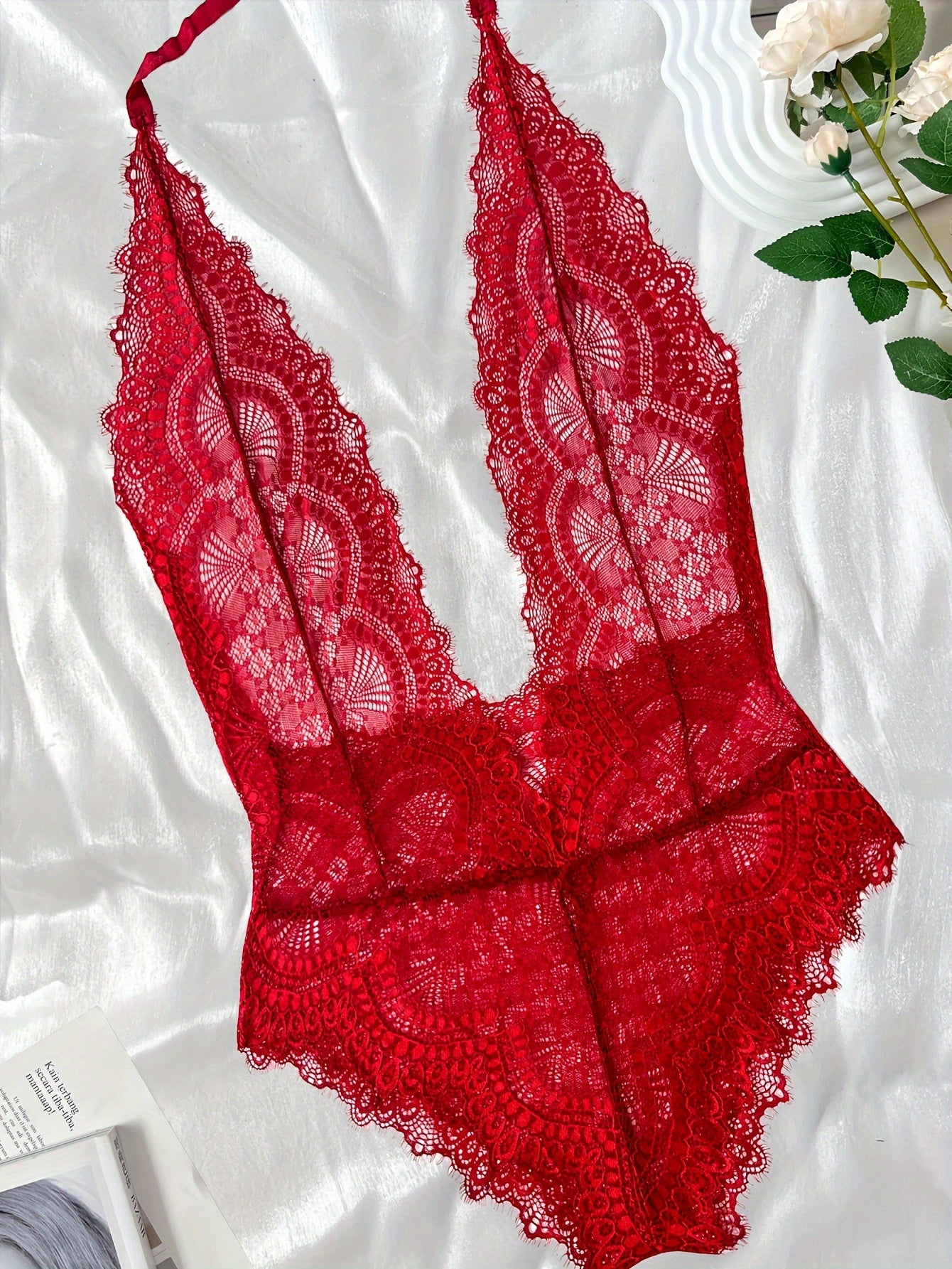 Floral Lace Plunging Teddy Bodysuit Lingerie
