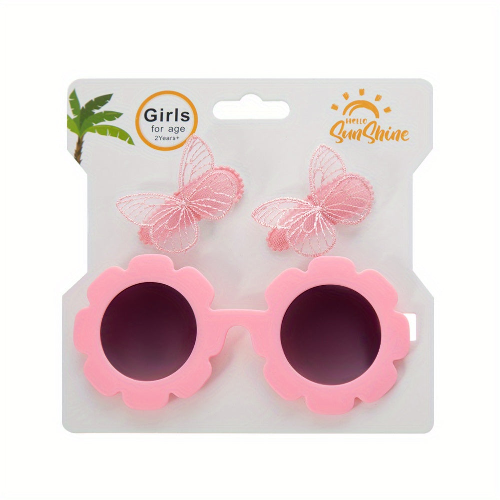Kids Sunglasses & Butterfly Hair Clip Set