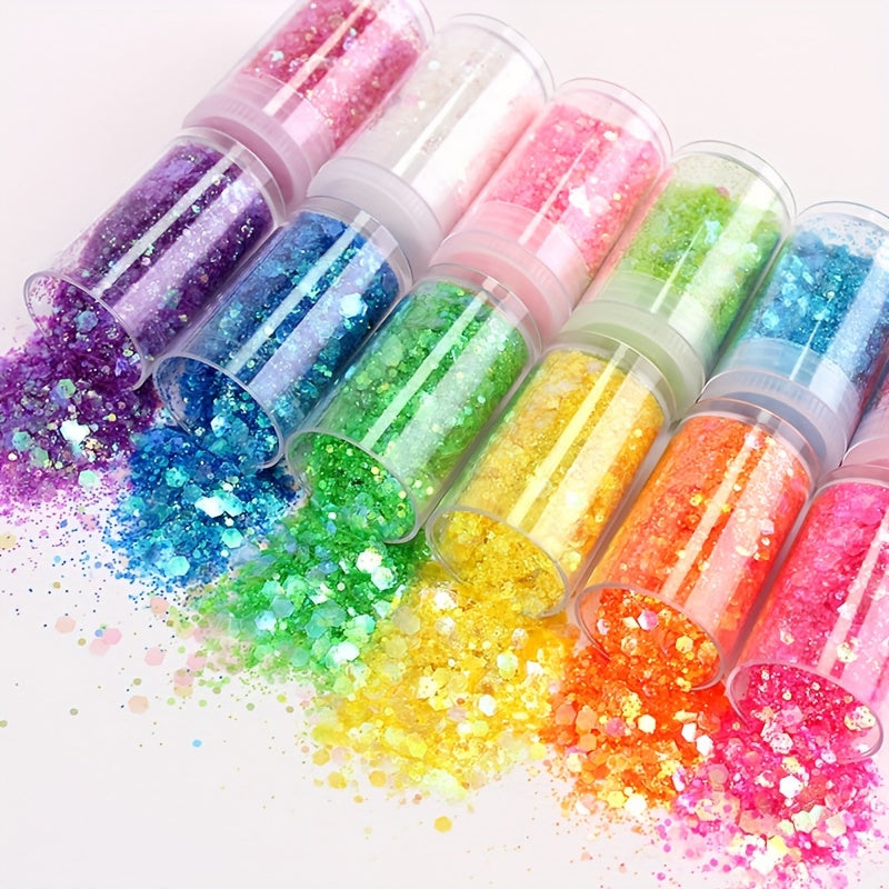 32 Colors Holographic Chunky Glitter Set for Resin Art Crafts Nail Body