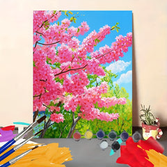 DIY Paint by Numbers Kit Pink for Beginners - Home Wall Decoration Craft