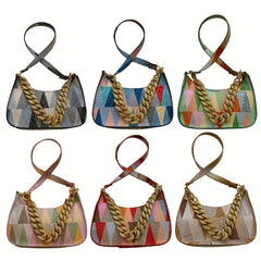 Colorful Triangle Geometric Print Shoulder Bag