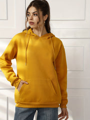 Solid Drawstring Long Sleeve Hoodie with Kangaroo Pocket