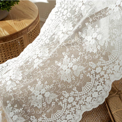 Floral Shaped Table Runner Embroidered Cotton Lace Table Flag