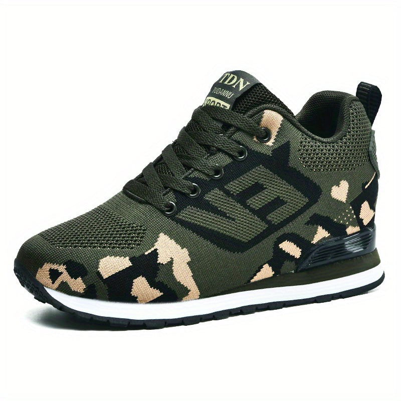 Women's Camo Sneakers Knitted Letter Non Slip Outdoor Shoes