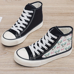 Giraffe Print Plush Lined Thermal Chunky Canvas Sneakers