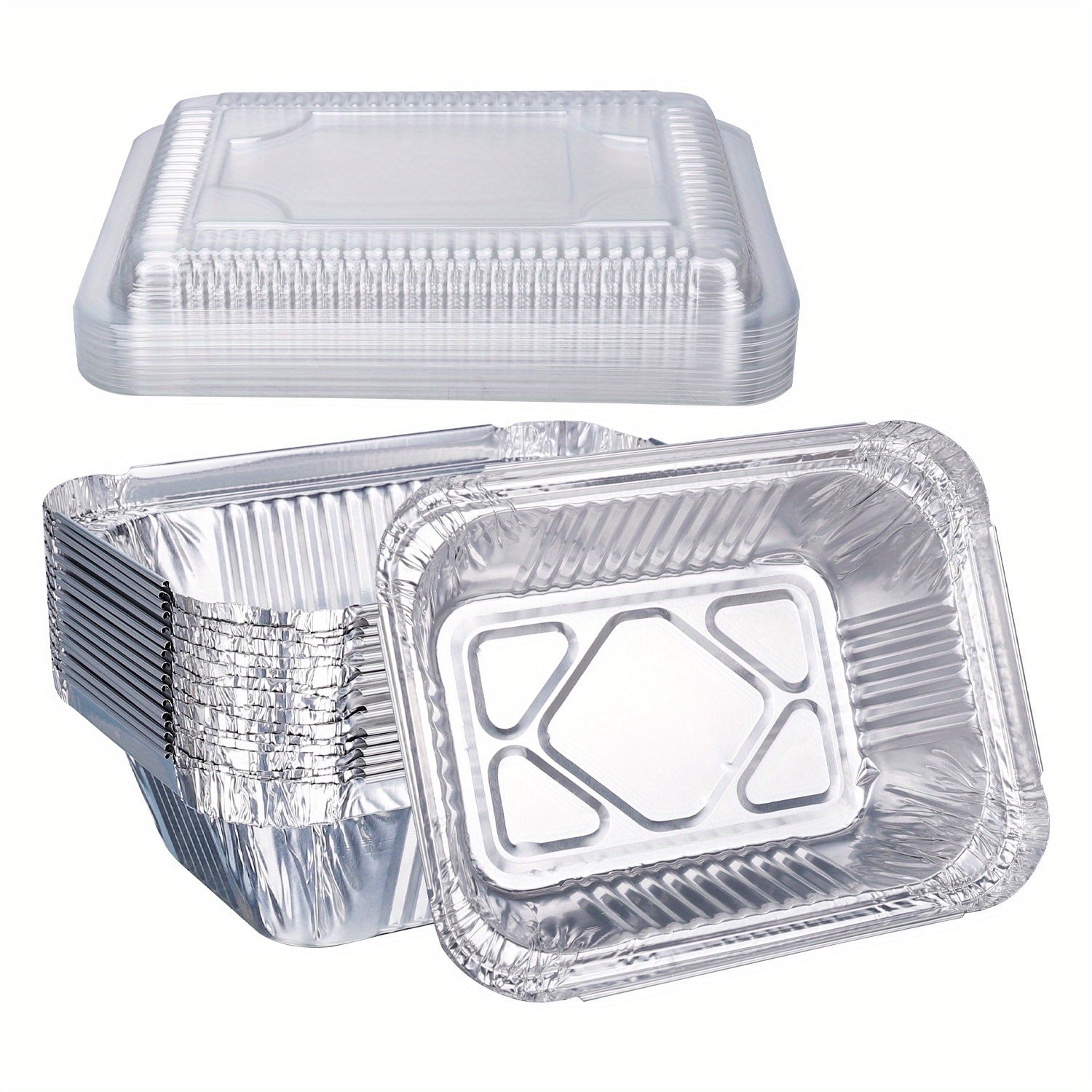 Aluminum Foil Pans with Clear Lids, 5.58 KG, 50 Sets