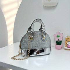 Sequin Shell Handbag Chain Crossbody Bag For Girls