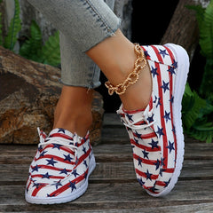 Women's Patriotic Boat Shoes Star & Stripe Graphic Canvas Shoes