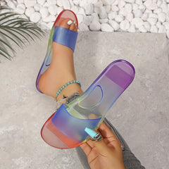 Colorful Jelly Slide Sandals Open Toe Flat Summer Shoes Lightweight