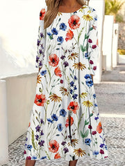 Floral Print Long Sleeve Dress Plus Size
