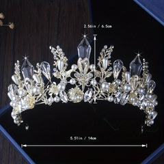 Faux Pearl Crystal Headband Queen's Style Tiara Head Jewelry