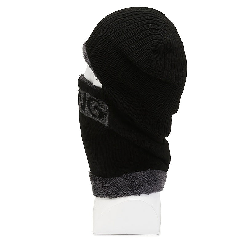 Winter Neck Warmer Fleece Thickened Hat Outdoor Coldproof Warm Knitted Woole