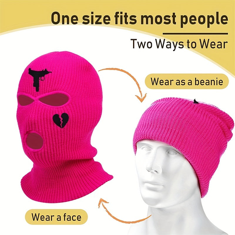3 Holes Winter Balaclava Mask Full Face Knitted Hat Cap Hip Hop Beanie
