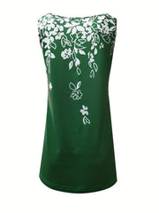 Floral Print V Neck Tank Top Women's Sleeveless Summer Casual Wear