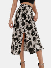 Graphic Print Split Skirt High Waist Casual Summer Women's Clothing