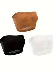 3pcs Strapless Bandeau Bras Hollow Out Stretch Bra