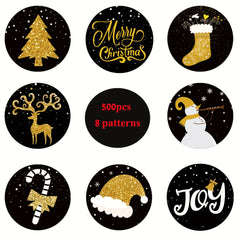 500pcs Christmas Round Stickers Gift Envelope Sealing Stickers Navidad Box Seal