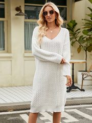 Casual Sweater Dress Women's Plus Solid Jacquard