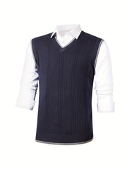 Men's Wool Blend V Neck Cable Sweater Vest
