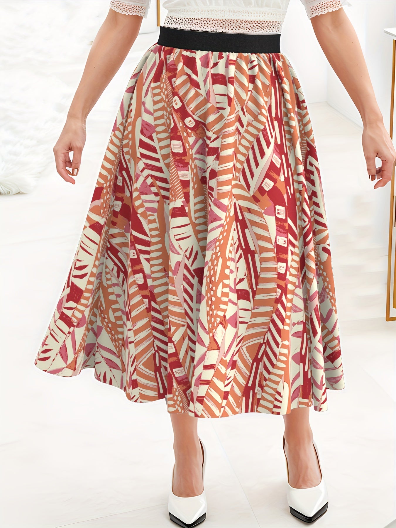 Geometric Print High Waist A line Skirt