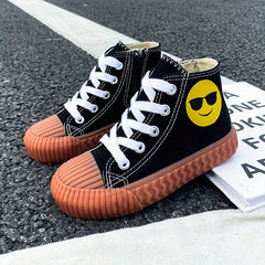 Boys Cartoon High Top Canvas Shoes with Zipper Lightweight Sneakers