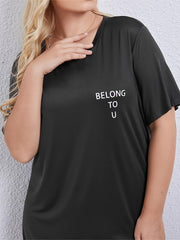 Loungewear Dress Women's Plus Slogan Print Short Sleeve Round Neck