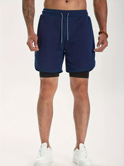 Men's 2 in 1 Double Layer Stretch Sports Shorts