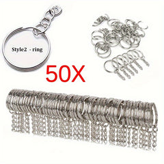 50pcs Metal Blank Keyring Split Rings Keyfob Key Rings Lobster Clasp Keychains