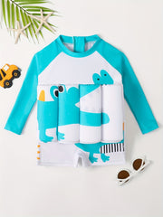 Long Sleeve Boys Swimsuit - High Stretch Buoyancy Shorts