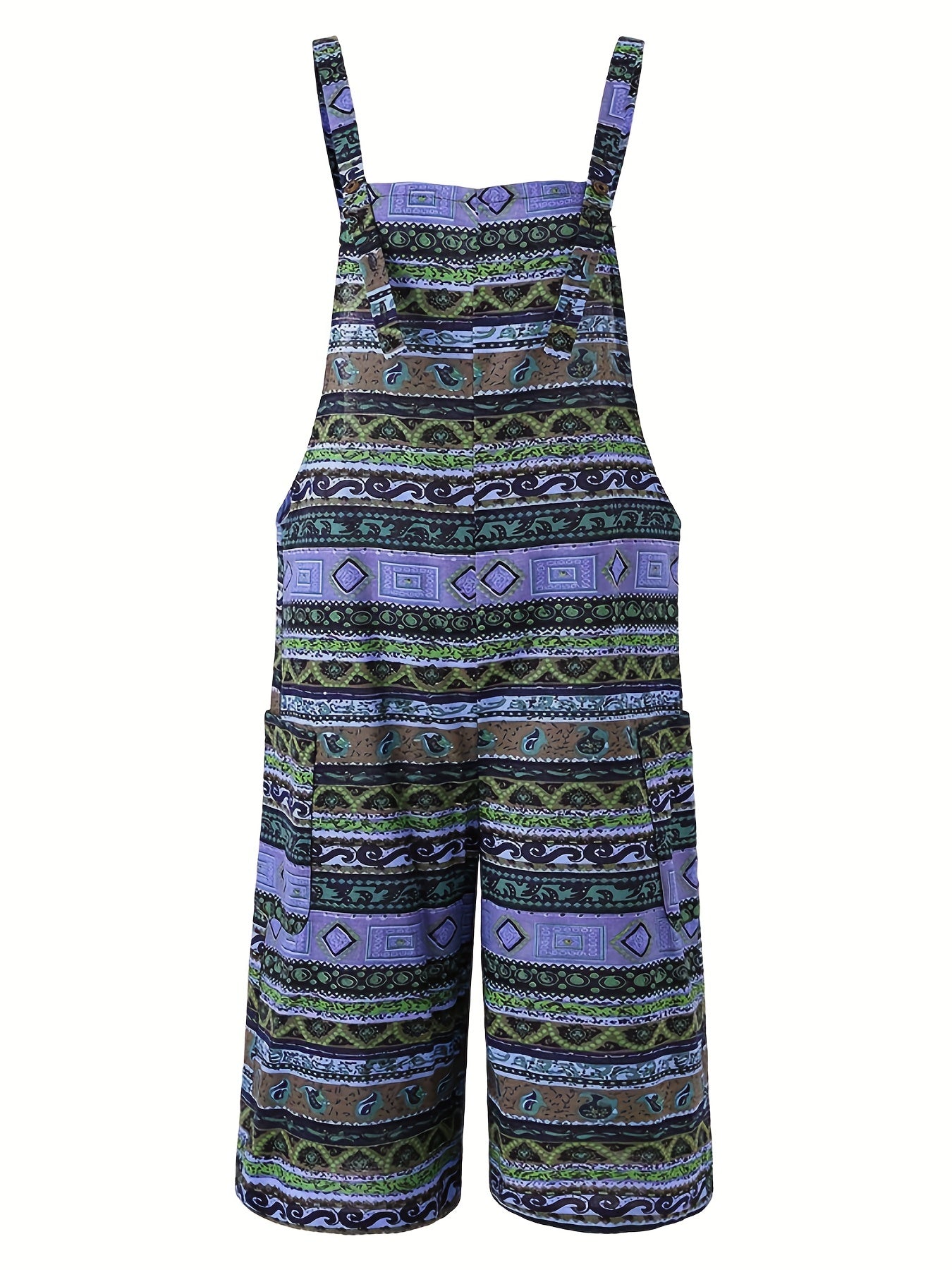 Striped Print Jumpsuit With Pockets
