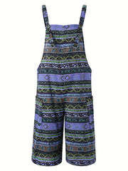 Striped Print Jumpsuit With Pockets