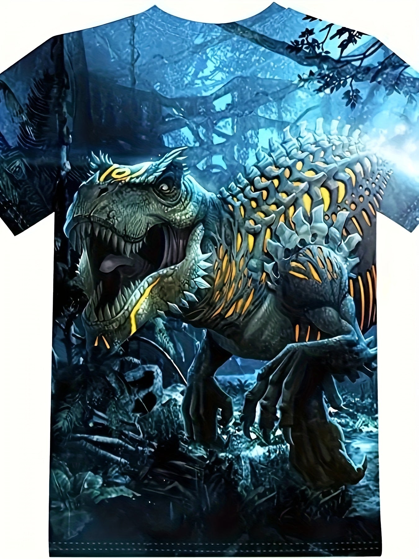 3D Dino Graphic Crew Neck Short Sleeve T shirt Girls Comfy Pullover Kids