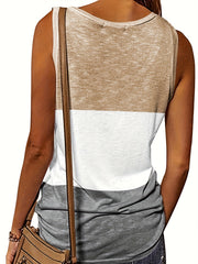 Casual V Neck Sleeveless Tank Top Zip Up for Summer