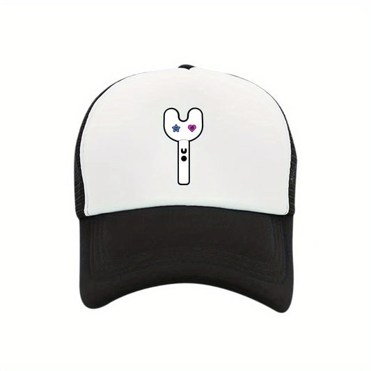 Y2K Print Causal Trucker Hat & Mesh Baseball Cap Sunshade Dad Hats