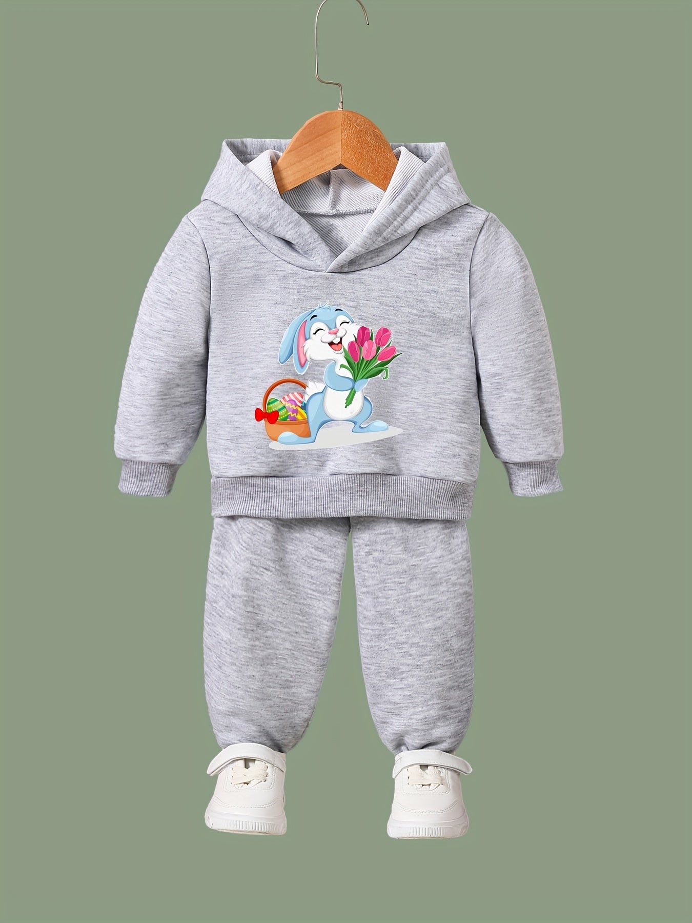 OERYUI Bunny Girl Print Outfits 2pcs Girls Hoodies Jogger Pants Set