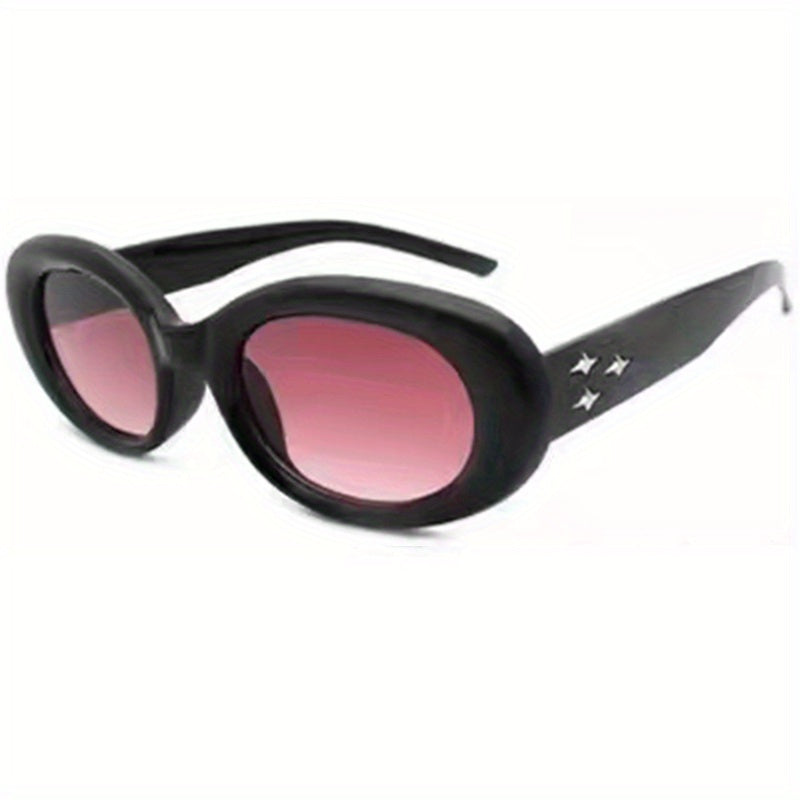 Men's Cat Eye Three Stars Embellished Metal Sunglasses